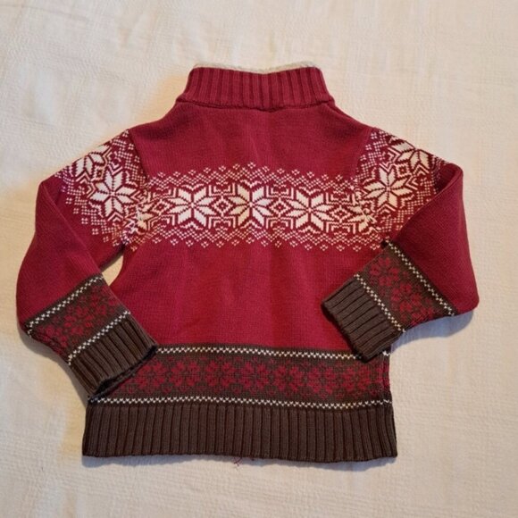 Gymboree boys xs or 3-4Mountain Lodge red and brown zip front sweater VGUC - Picture 3 of 3